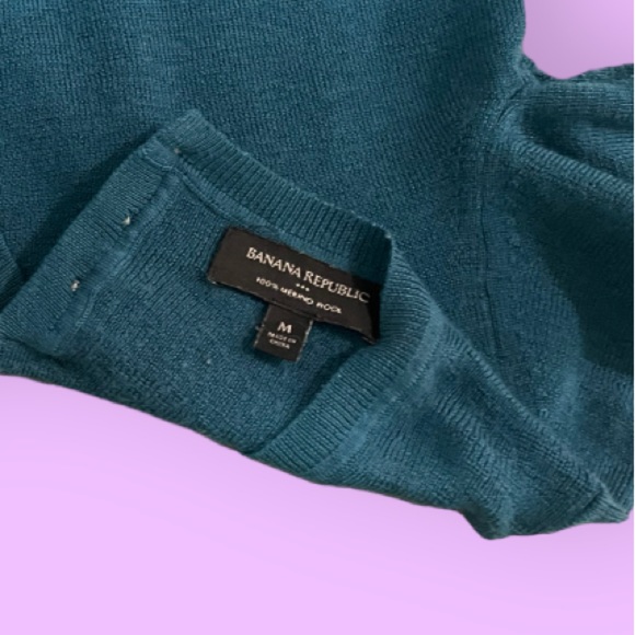 Vintage Banana Republic Deep Teal Marino wool sweater w/ buttons (med) - Picture 5 of 15